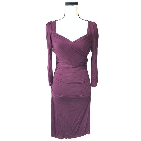 Plenty by Tracy Reese Criss Cross Ruched Dress in Port Size 4 - Picture 2 of 10